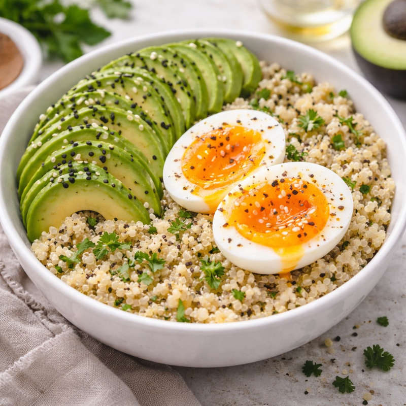 Bol quinoa-avocat matinal