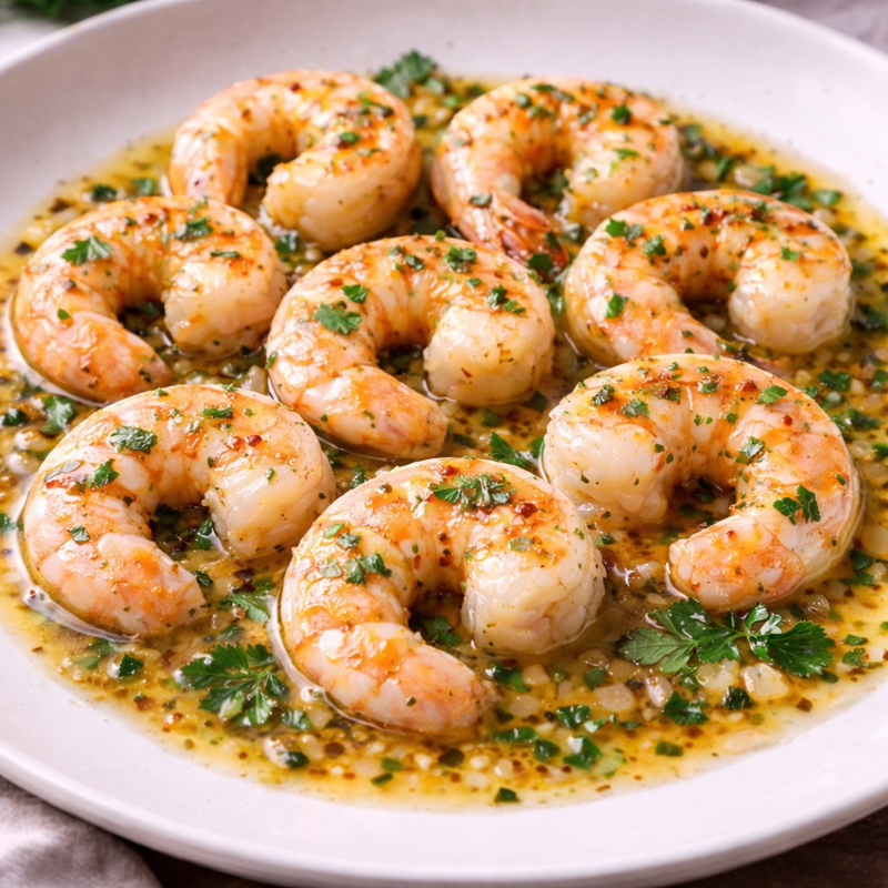 Crevettes sautées ail-persil