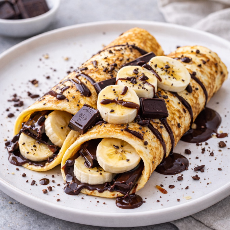 Omelette banane-chocolat noir