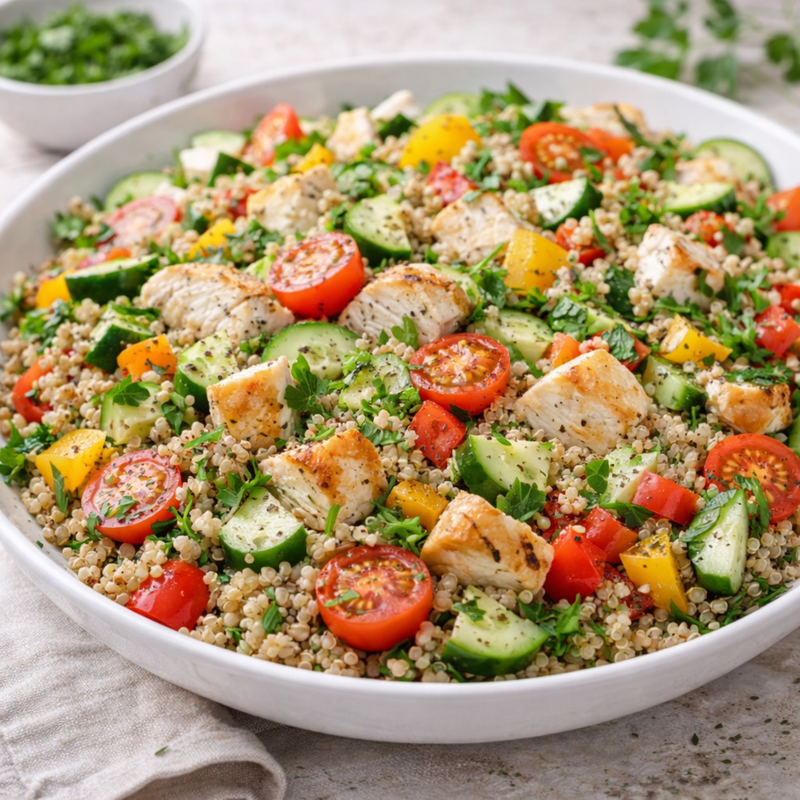 Salade quinoa, légumes et poulet