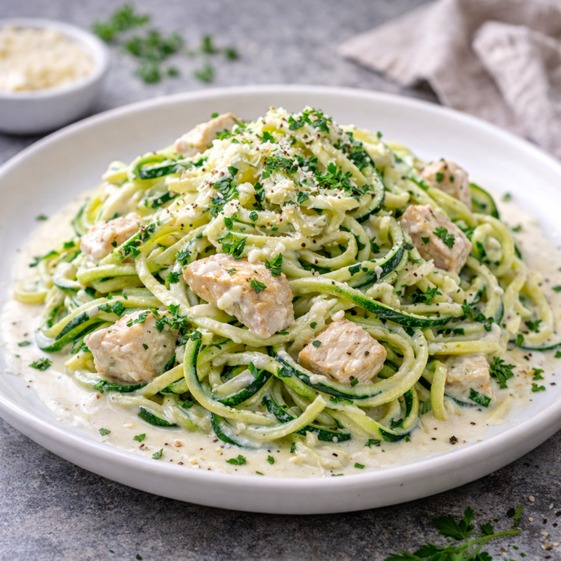 Spaghettis de courgette au poulet
