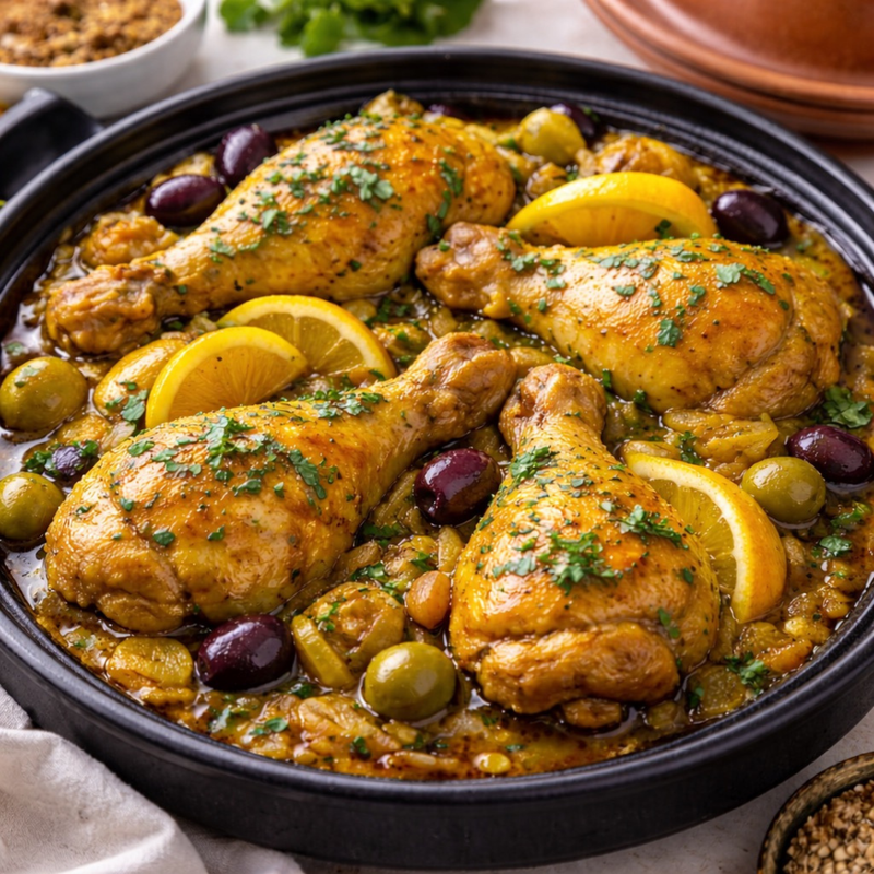 Tajine poulet citrons confits